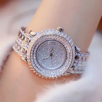 2019 de Cristal de Lujo del reloj de acero inoxidable correa de Reloj de Cuarzo Rhinestone de las Mujeres Relojes Reloj de mujer Vestido de las Señoras reloj de Pulsera