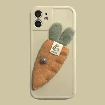 Laudtec de la Felpa de la Zanahoria Para el iPhone 11 12 Max Pro XS Max XR SE 3D Lindo de la Historieta Esponjoso Caso Para el iPhone 7 8 Plus teléfono Móvil de la Cubierta Posterior
