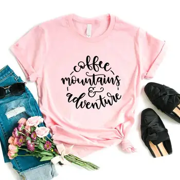El café de las Montañas y la Aventura de la Mujer Camisetas de Algodón Casual Divertida Camiseta Para Señora Yong Chica Top Camiseta Hipster 6 Color NA-909