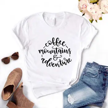 El café de las Montañas y la Aventura de la Mujer Camisetas de Algodón Casual Divertida Camiseta Para Señora Yong Chica Top Camiseta Hipster 6 Color NA-909