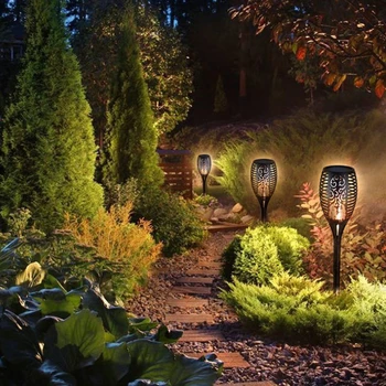 96 LED al aire libre Luces Solares Foco de la decoración del Jardín de las Llamas de las Antorchas Impermeable IP65 Para Patios Jardines de Césped de Iluminación