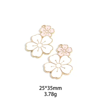 10pcs/pack Grande Pequeña Flor Esmalte Encantos de Oro de Color de 12*15 mm Colgantes de la Joyería hecha a Mano Artesanal