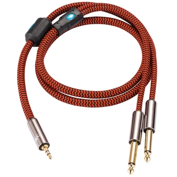 Audio de alta fidelidad Cable Mini Jack de 3.5 mm a Doble 6.35 mm para PC Consola de Mezcla de Auriculares de 1/8