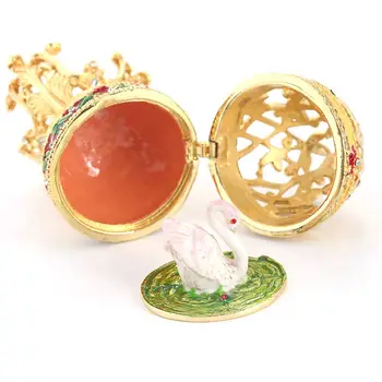 Golden Flores Faberge-Serie de Huevos Pintados a Mano de la Joyería Caja de la Baratija con Ricos Esmalte y Pedrería brillante Regalo Único Hogar D