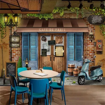 Personalizado mural de papel pintado 3d retro vintage de París cafe foto de fondo de pantalla cafetería restaurante salón mural de la pared de artículos de decoración para el hogar