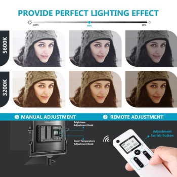 Neewer Avanzada de 2,4 G 660 Luz de Vídeo LED, de intensidad Regulable Bi-Color LED y Panel de 2.4 G Inalámbrico Remoto para Fotografía de Producto, Retrato