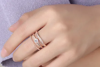 Nueva llegada de la moda brillante circón estrella de la plata esterlina 925 de las mujeres de la boda anillos de dedo hembra joyería al por mayor envío de la gota