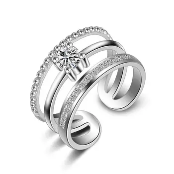 Nueva llegada de la moda brillante circón estrella de la plata esterlina 925 de las mujeres de la boda anillos de dedo hembra joyería al por mayor envío de la gota
