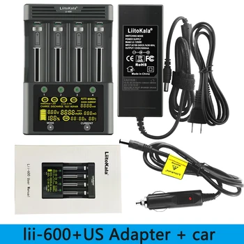 LiitoKala lii-600 LCD de 3.7 V/1.2 V AA/AAA 18650/26650/16340/14500/10440/18500 Cargador de Batería con pantalla + 12V5A adaptador
