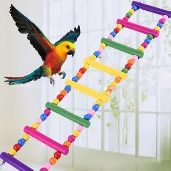 De Madera De Colores De Las Aves Los Pollos Flexible Escalera Divertido Escalada Swing Puente Parrot