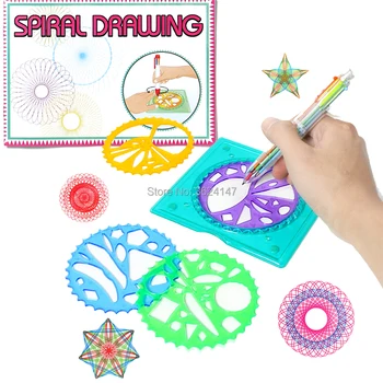 Espiral Diseños De Tablero De Dibujo Pluma Mágica Regla De Juguete Creativo Espirógrafo Dibujo Juguetes Set De Pintura De Aprendizaje De Arte Juguete Educativo
