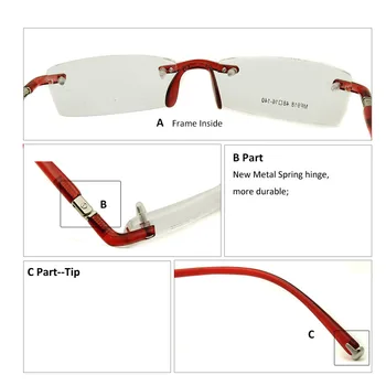 Sorbern Moda TR90 gafas sin Montura Gafas Transparentes Templo de la Marca del Diseñador de las Mujeres Rectángulo marco Óptica de la Luz de la Miopía Gafas