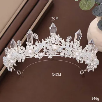 FORSEVEN del Oro/de la Plata de Cristal de Color Simulado Perlas Tiaras Coronas de Noiva Diadem las Mujeres de la Novia de Fiesta de la Boda del Pelo de la Joyería de 2020