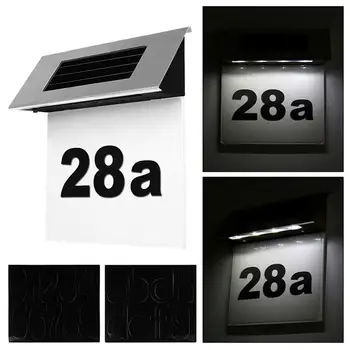 Solar Powered LED Número de la Casa de la Lámpara de Acero Inoxidable al aire libre de la Puerta de al aire libre de la Pared de la Señal del Sensor de Luz Interruptor Automático