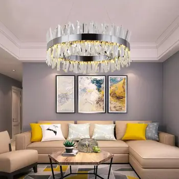 2021 NUEVO LED Moderna Araña de Cristal para la Sala de estar Morden Lujo de Iluminación de Oro/ Cromo Pulido de Acero Diseño de Colgar la lámpara