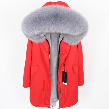 MaoMaoKongNatural Fox Gran Cuello de Piel Parque de Alta calidad de imitación de forrado de piel con el cálido invierno chaquetas de las Mujeres de la chaqueta