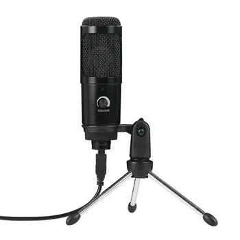 Orsda USB micrófono de condensador equipo de grabación ajuste del volumen del micrófono plug and play el uso en el hogar, equipo de la etapa de grabación