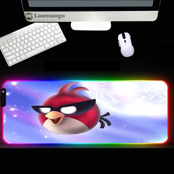 RGB Cojín de Ratón de Angry Birds de BRICOLAJE de colores de Luz LED Alfombrilla de Caucho Natural Ordenador Teclado de software de Escritorio de la Estera del juego de anime mousepad