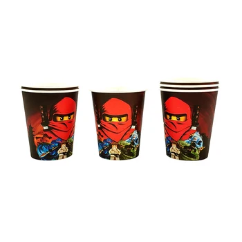 48pcs fuentes del Partido Ninjagoing tema parte de la decoración de vajillas uno de los vasos de papel taza de cristal de las gafas