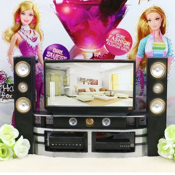 Fashion TV Y Altavoces Para Barbie, Muñeca de Muebles para el Hogar, Accesorios de Muñecas