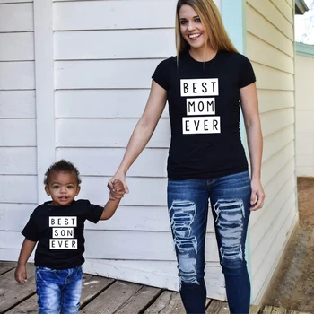 1pcs Mommy & Me de la Camiseta Mejor madre cada Vez Mejor Hijo Mama y Hijo Camisetas de Verano de la Familia coincidir la Ropa de la Madre y Niños Trajes
