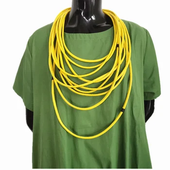 YD&YDBZ Nueva Amarillo Collar de Cuero de las Mujeres Punk Collar de la Joyería hecha a Mano de Cuero Sintético Gargantilla Collar Collar Gótico