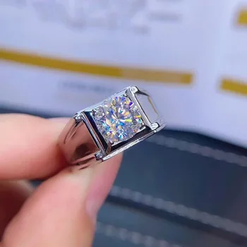 Plata de ley 925 anillo de estilo Clásico de la joyería de Diamantes Mosa anillo de diamantes 2CT 8*8 mm de Fiesta de la Boda regalo de Anillo Para hombre