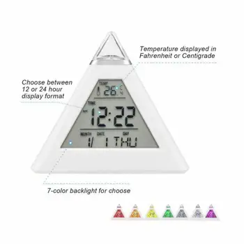 Digital LED Colorido Reloj de Alarma Snooze Tabla Reloj despertador Tiempo de Visualización de la Temperatura para la Decoración del Hogar Reloj