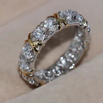 Tamaño 5-11 Mayorista de la Marca de Joyería hecha a Mano de la Plata esterlina 925 lleno de oro blanco de Superposición 5A CZ anillo de Bodas Anillo de regalo Para el Amante