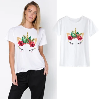 LUS LOS Unicornio Blanco Print T-Shirt Ahora las Mujeres de la Moda de la Primavera Verano de manga Corta Cómoda Camiseta