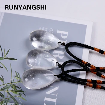 Runyangshi 1pc claro Natural de cuarzo colgante Gota de Agua Collar de cristal Blanco de la piedra para las Mujeres de la joyería de regalo