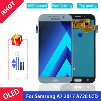 A prueba de 5,7 pulgadas AMOLED A720 pantalla LCD para Samsung Galaxy A7 2017 A720 A720F SM-A720F LCD de pantalla táctil digitalizador asamblea