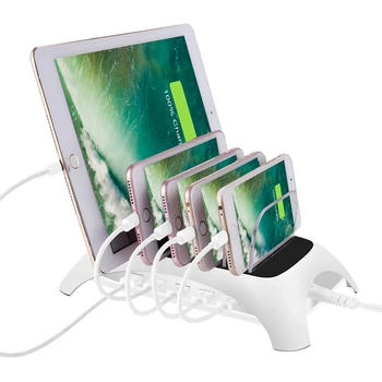 Universal 5 de Múltiples Puertos USB Extraíble Estación de Carga tenedor del Soporte de Escritorio Cargador para el IPhone X 7 8 iPad, Teléfono Android Tablet