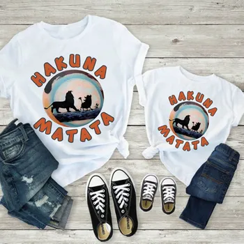 Disney la nueva familia traje de Rey León de impresión T-shirt mamá y mi ropa de papá hijo top casual todos-partido de manga corta Simba T-shirt