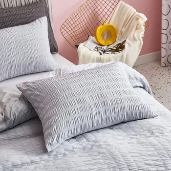 Clásico juego de cama 3 tamaño de gris amarillo azul Seersucker ropa de cama 3pcs/set funda de edredón conjunto Pura de la hoja de cama funda de edredón de 2020