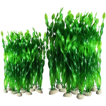20PCS Artificial Decorativo de Plástico Tanque de Peces de Acuario Decoración de Plantas de Plástico (20Pcs Verde)