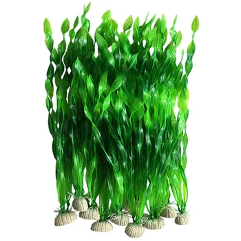20PCS Artificial Decorativo de Plástico Tanque de Peces de Acuario Decoración de Plantas de Plástico (20Pcs Verde)
