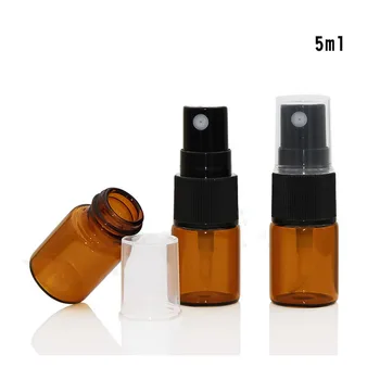 50pcs 5ml 10ml 15ml 20ml de vidrio ámbar de el perfume de la botella de spray mini frasco negro de la cabeza de la bomba