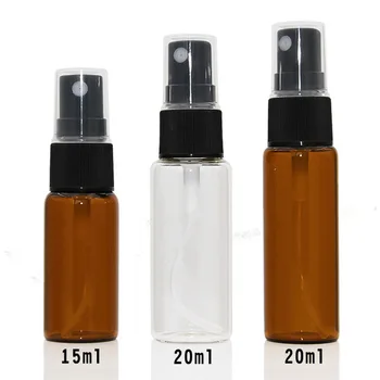 50pcs 5ml 10ml 15ml 20ml de vidrio ámbar de el perfume de la botella de spray mini frasco negro de la cabeza de la bomba