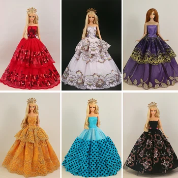 30 Pcs / lot (vestido+zapatos+perchas) Princesa de la Moda de vestir de alta calidad vestido de noche vestidos Para muñeca barbie al Azar de la Nave