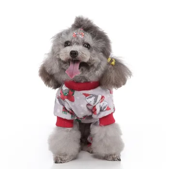 Dibujos animados de Perro de Mascota Mono Cachorro de Gato del Perro de Disfraces de Navidad Ropa de Perro Suave Jersey de Perro Camiseta de la Franja Media-alta Collar de Perro de la Ropa
