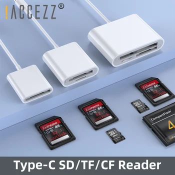 !ACCEZZ 3 en 1 TIPO C, Adaptador SD TF Tarjeta de Memoria CF Lector OTG Escritor Compact Flash para iPad Pro Huawei Macbook Tipo C Lector de tarjetas
