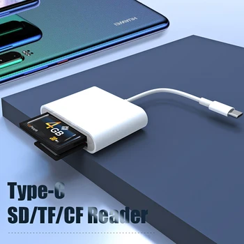 !ACCEZZ 3 en 1 TIPO C, Adaptador SD TF Tarjeta de Memoria CF Lector OTG Escritor Compact Flash para iPad Pro Huawei Macbook Tipo C Lector de tarjetas