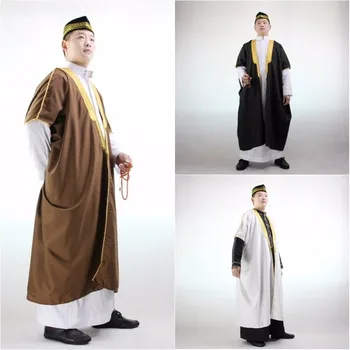 Los Hombres Jubba Thobe Batas Abaya Musulmán Islámico Tradicional Ropa De Arabia Saudita Homme Abrigo Vestido De Dubai Kaftan Vestido De Traje Nacional
