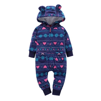 Bebé ropa de invierno recién nacido pelele de bebé de niña de manga larga de felpa con capucha mono infantil general de la Navidad ropa
