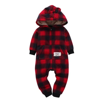 Bebé ropa de invierno recién nacido pelele de bebé de niña de manga larga de felpa con capucha mono infantil general de la Navidad ropa