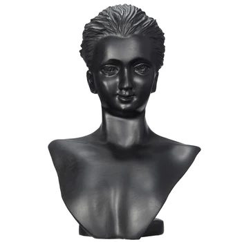 Hermosa Figura de Mujer Maniquí Negro Resina 3D Busto del Contador de la Exhibición de la Joyería