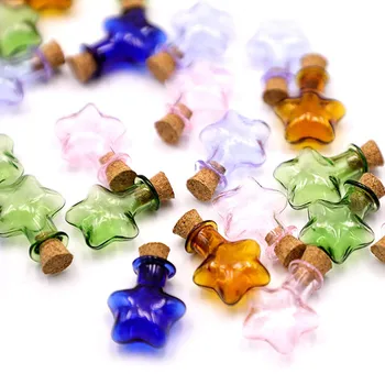 20pcs Mini Botellas de Vidrio Con Corcho Coloridas Estrellas Corazones de la Botella de Cristal De la Boda de la Fiesta de Cumpleaños de BRICOLAJE, Decoración de Dropshipping