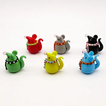 6pcs hechos a mano de cristal de Murano ratón Figuritas, adornos de Casa de Hadas gnomo de jardín decoración lindo 2020 rata Animales pequeños de vidrio estatuas
