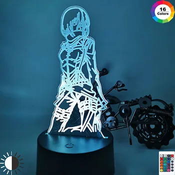 3d Lámpara de Ataque en Titán Mikasa Ackerman Figura de los Niños Lamparita para la Decoración de la Habitación de Cambio de Color del Led Luz de la Noche de Anime de Regalo